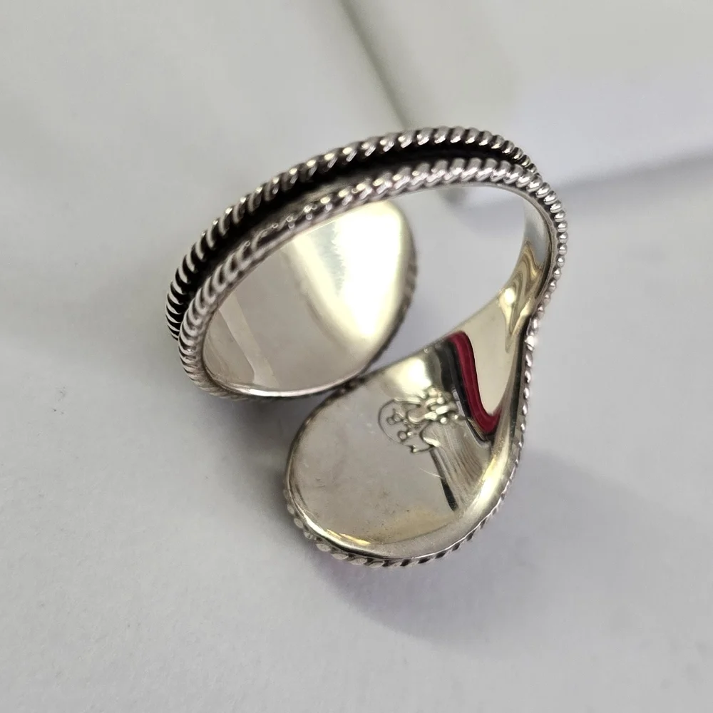 Sterling Silver 925 Native American Bypass Leaf Design Ring